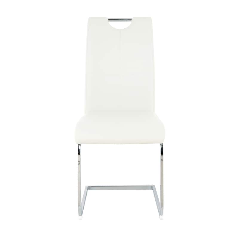 Set of 2,Dining Chairs with Faux Leather Padded Seat Upholstered Chair with Chrome Metal Legs