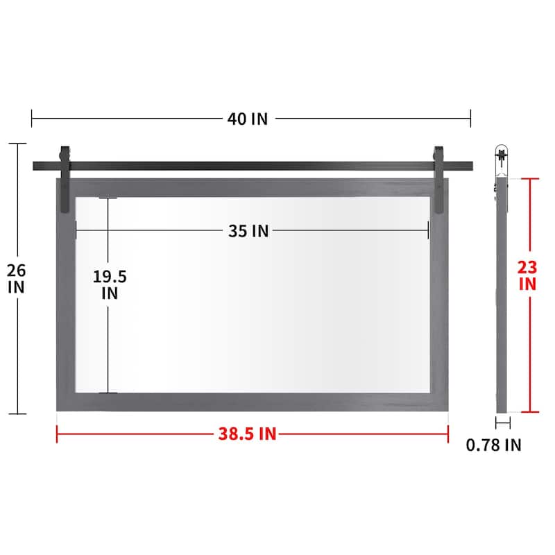Rustic Farmhouse Rectangle Wood Frame Wall Mirror for Bathroom Vanity