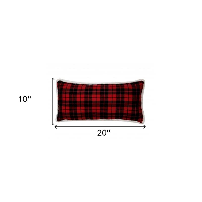 HomeRoots 10"x20" Red and Black Christmas Have Yourself A Merry Little Christmas Polyester Zippered Pillow