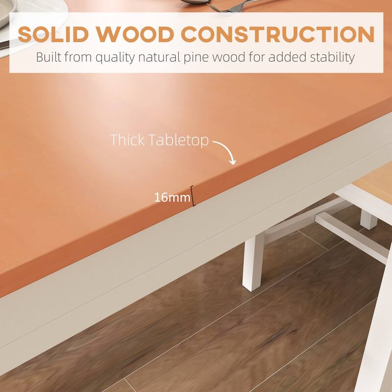 5-Piece Rustic Dining Table Set, Wood Table with 4 High-Back Slatted Chairs, Kitchen Table Set for Dining Room