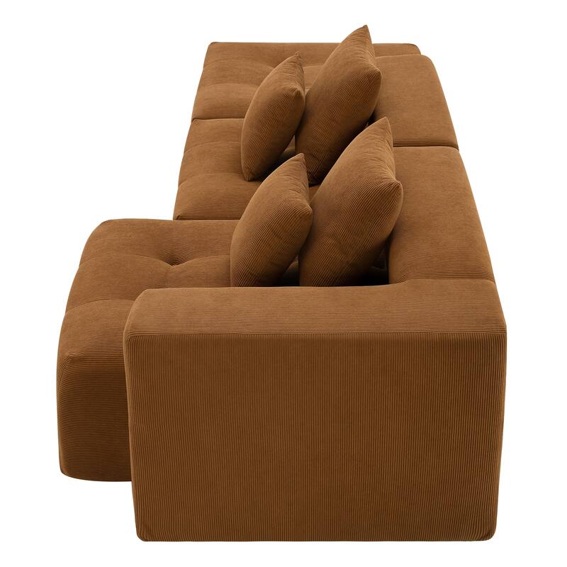 105.5" Corduroy L-Shaped Modular Sectional Sofa with Wide and Deep Seat, Tufted Design, and No Assembly Required