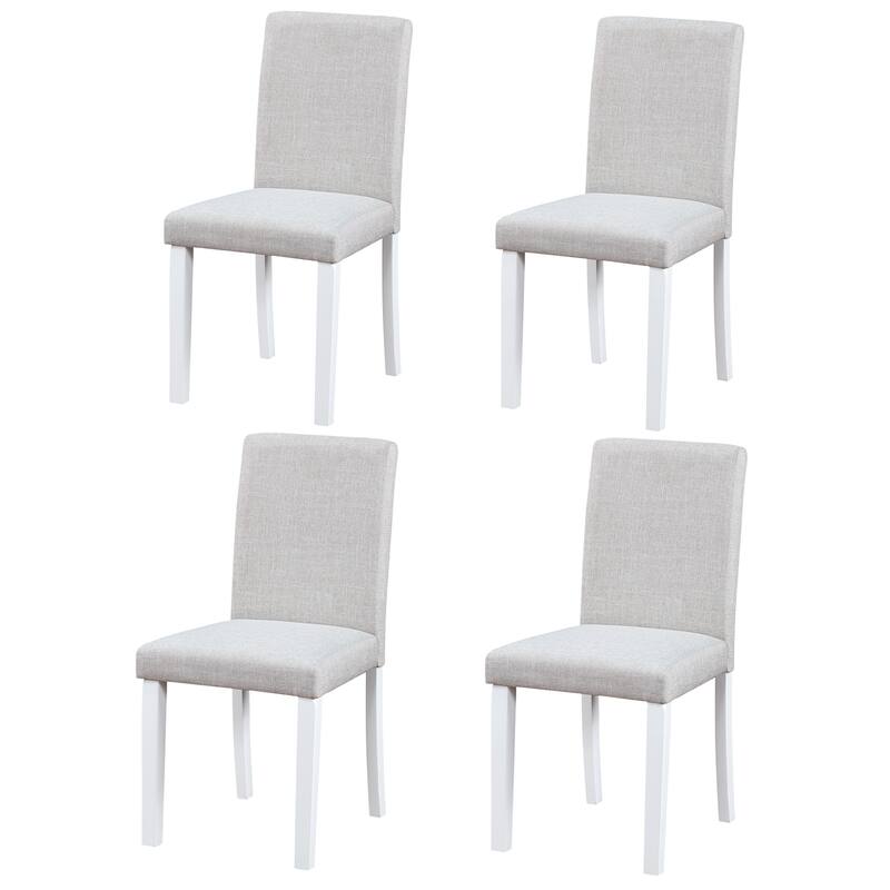 GDFStudio - Aurelian Traditional Upholstered Ergonomic High Backrest Dining Chairs Set, Padded Seat & Non-slip Feet, Set of 4 - White+Gray