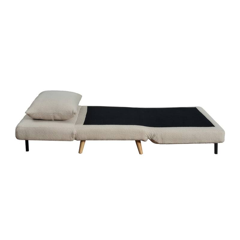 Upholstered Convertible Tri-Fold Chair with Pillow and Hideaway Legs - 75.5"D x 41"W x 30"H