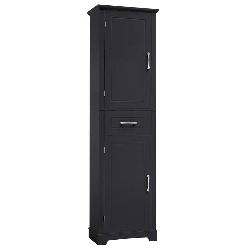 Modern Tall Bathroom Cabinet, Freestanding Storage Cabinet with 2 Doors, 1 Drawer and Adjustable Shelves, for Bathroom, White