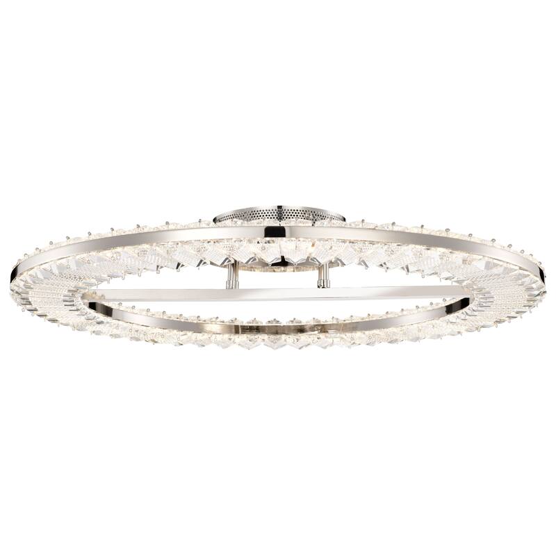 Nova LED 23 Inch Round Flush Mount Polished Nickel Finish K9 Crystal - Polished Nickel