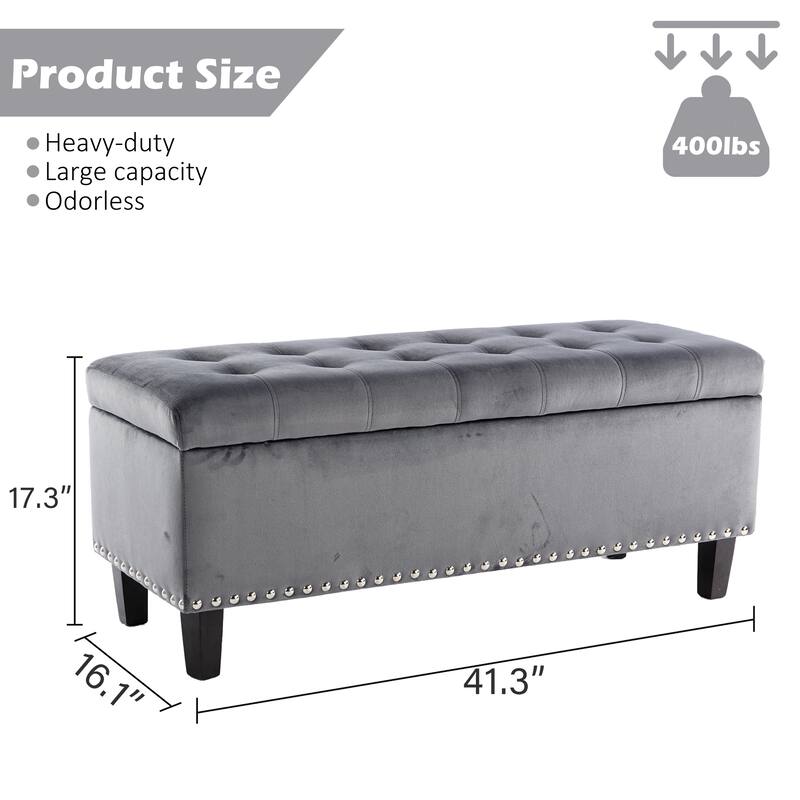 41.3" Vevlet Ottoman with Storage End of Bed Bench for Living Room