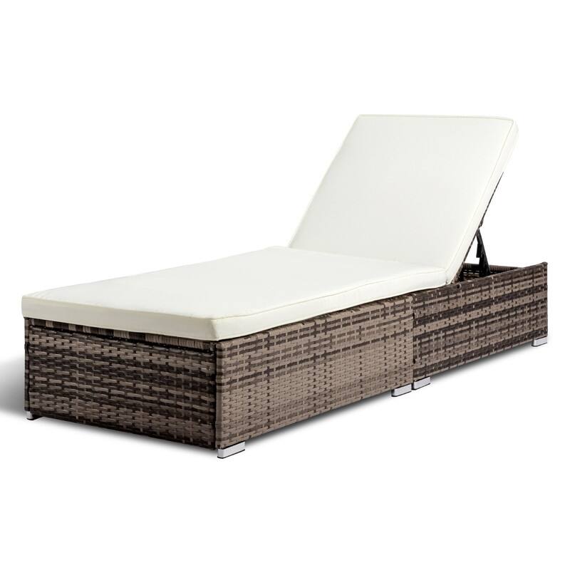 Outdoor Single Wicker Adjustable Chaise Lounge Chair