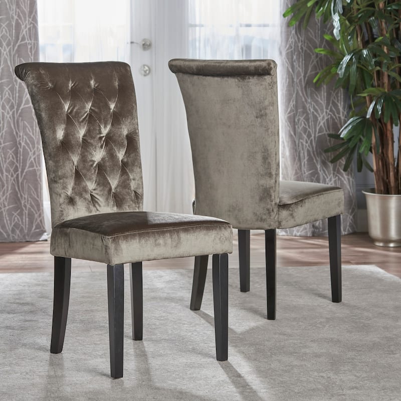 Velvet Tufted and Flared Dining Chairs