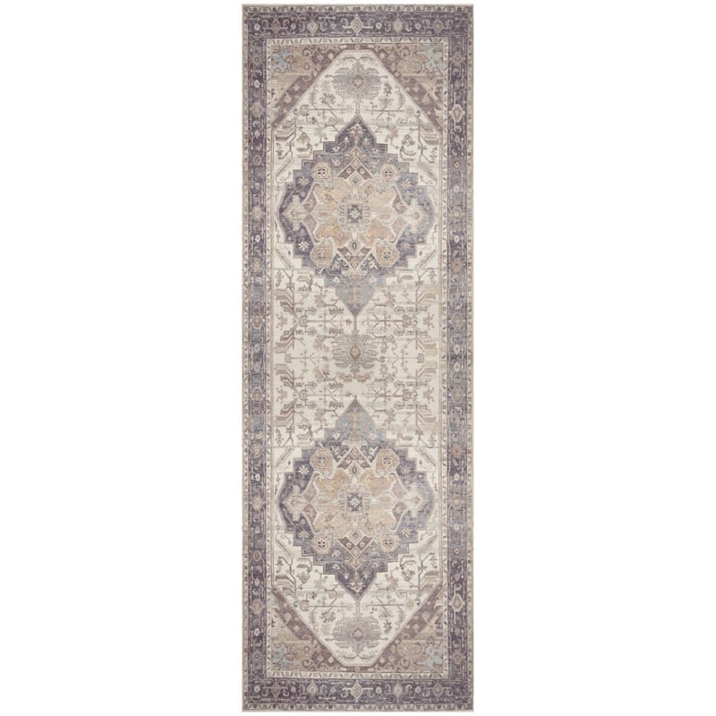 Nourison Vintage Washables Indoor only Persian Area Rug - 2' x 6' - Ivory/Purple