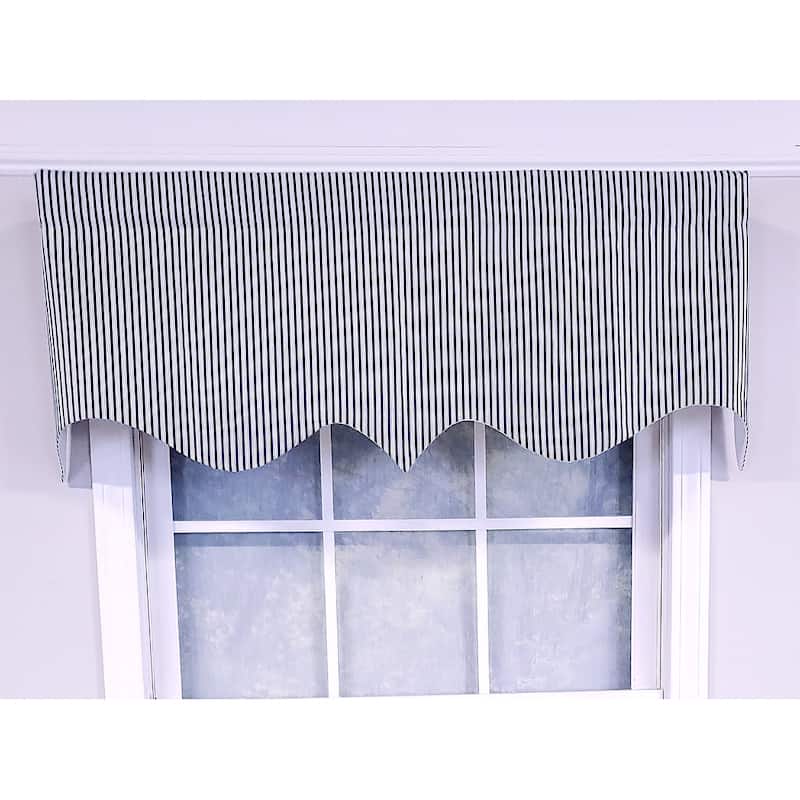 RLF Home Design MG-Ticking Stripe Regal Window Valance - Blue