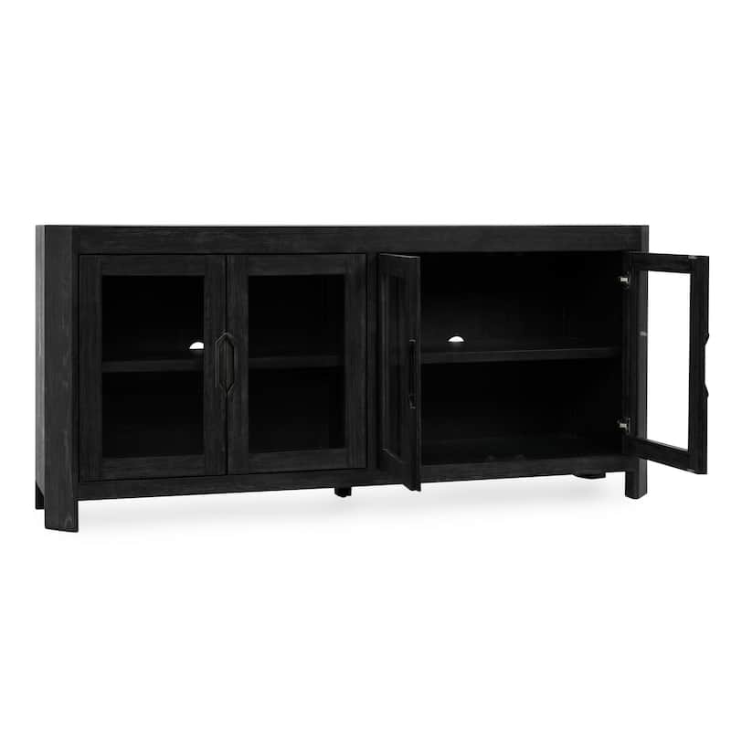 Classic Home Macarthur Black Oak Wood 4-Door Sideboard