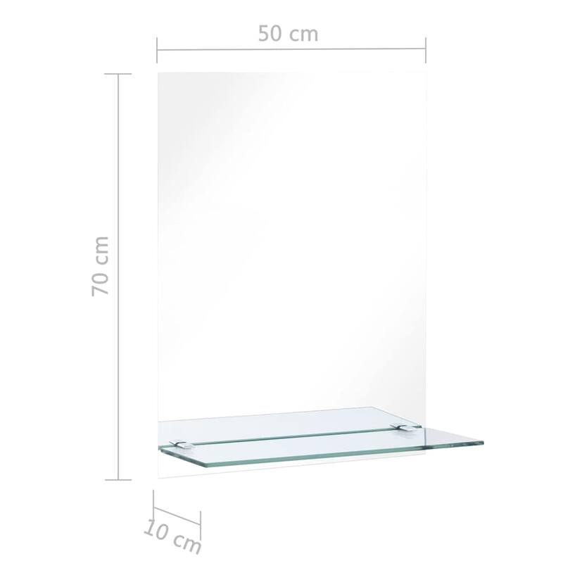 vidaXL Wall Mirror with Shelf Decoration Make Up Cosmetic Mirror Tempered Glass