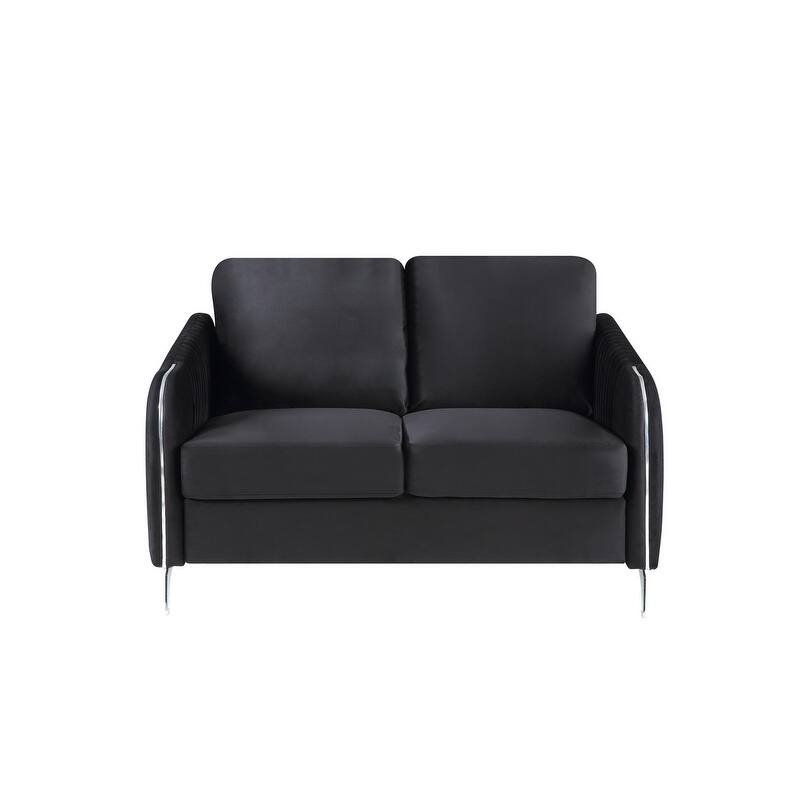54" Gray Velvet Modern Chic Loveseat Couch