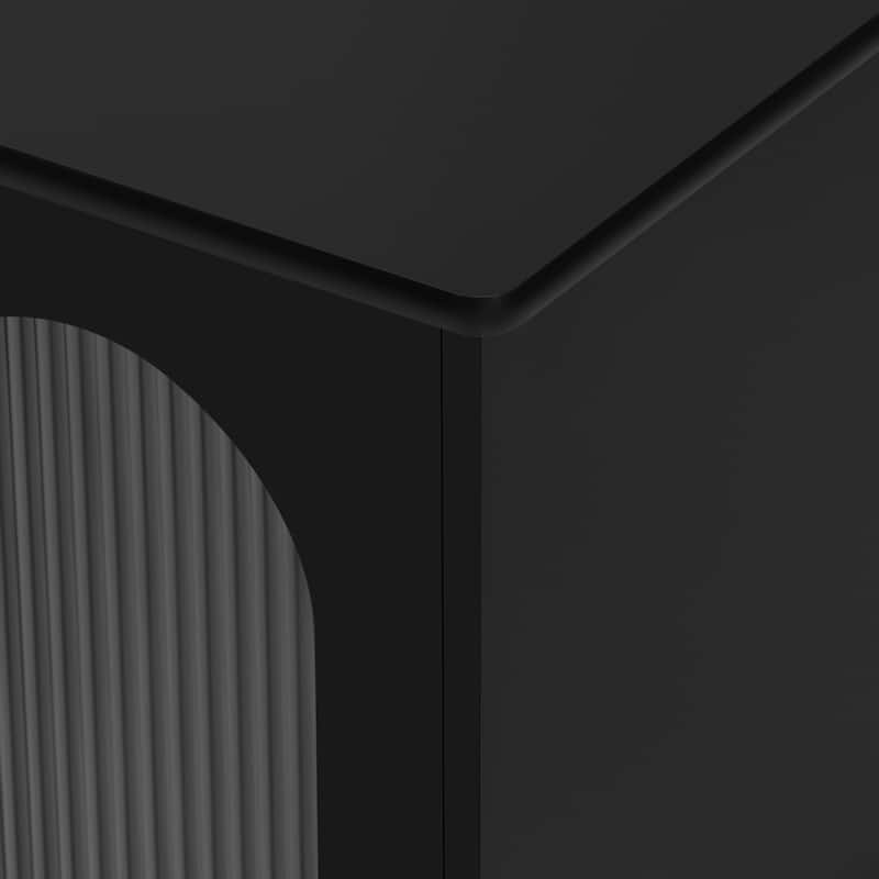 68.9" TV Stand for TVs up to 75 Inches, Entertainment Center Media Console with Fluted Glass Doors and Five Solid Wood Legs