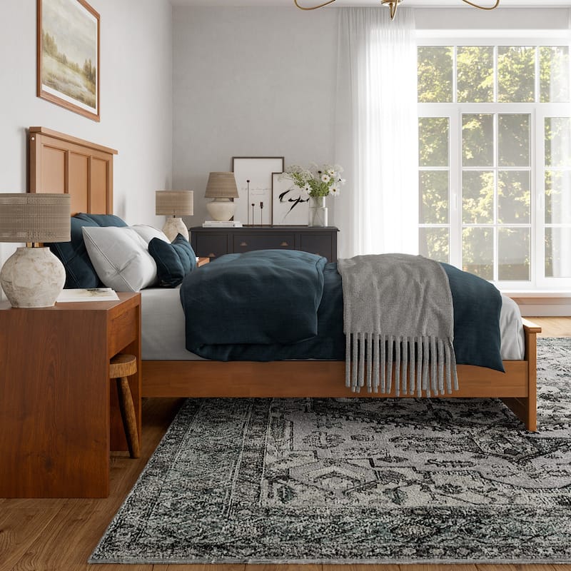 Charlotte Solid Wood Low Profile Platform Bed with Matching Footboard