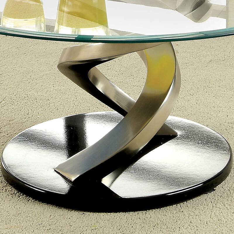Sele Contemporary Silver 38-inch Glass Coffee Table by Furniture of America