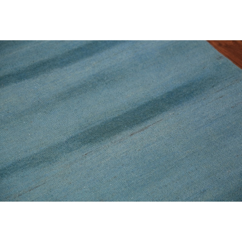 Light Blue Gabbeh Modern Rug Handmade Wool Carpet - 3'9" x 6'0"