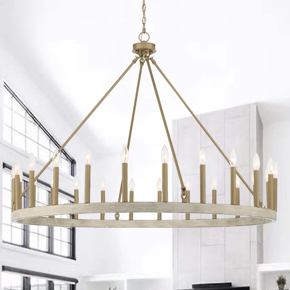 Acroma 24-Light Modern Farmhouse Wagon Wheel Chandelier-UL Certified