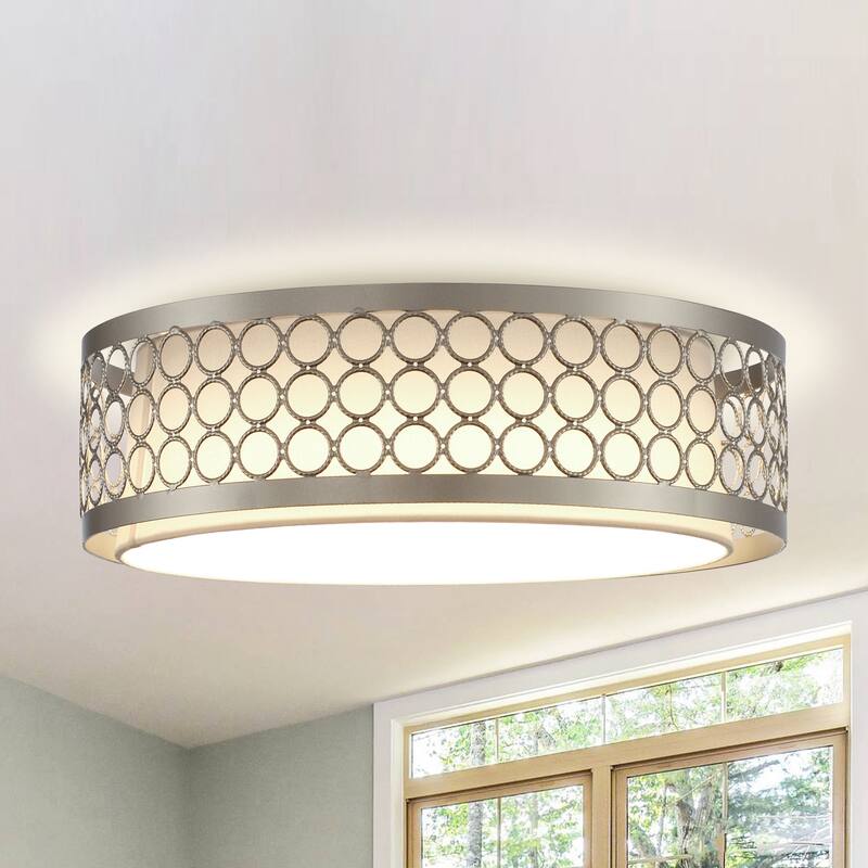 3-Light Gold Modern Drum Flush Mount Ceiling Light - Gold