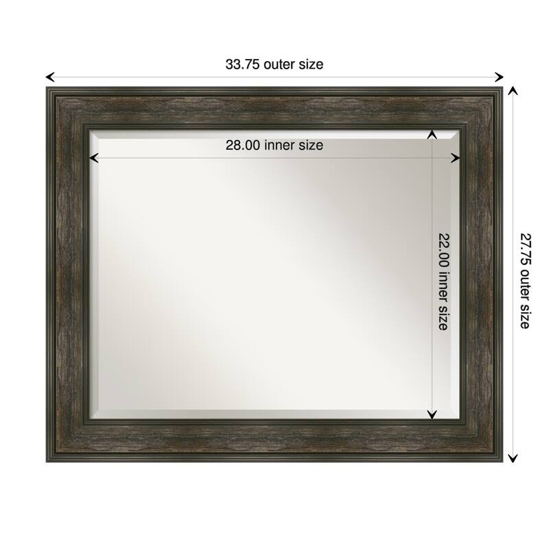 Beveled Wall Mirror - Rail Rustic Char Frame - Rail Rustic Char - 33.75 x 27.75-inch
