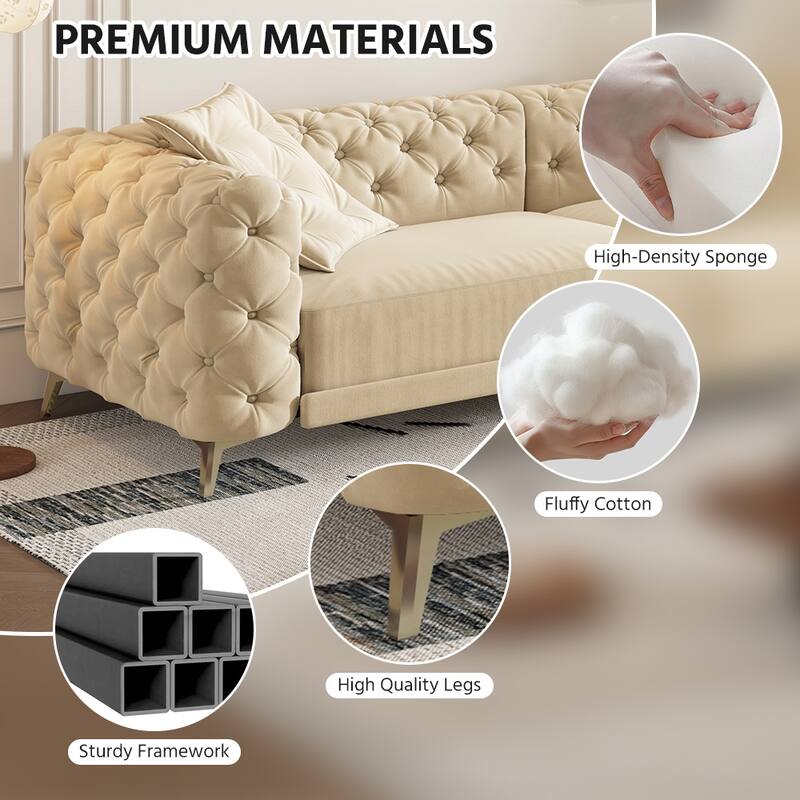 GDFStudio - Velvet 97.7" 3-in-1 Convertible Sleeper Sofa with Pull-Out Bed