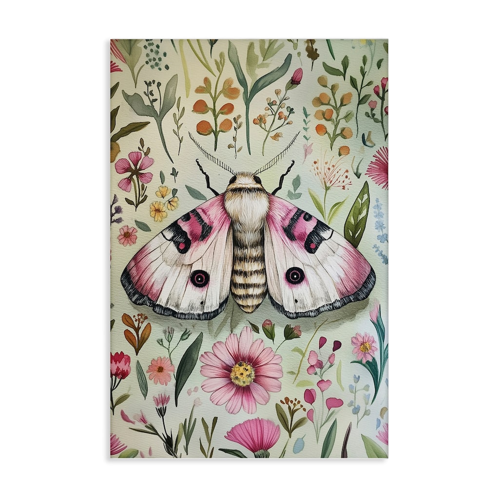 Stupell Moth over Floral Herbs Canvas Wall Art Design By The Dutch Lady