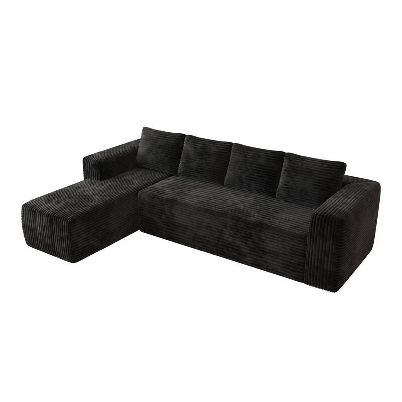 Corduroy Modular Deep Seat Couches L-shaped Chaise Sectional Sofa