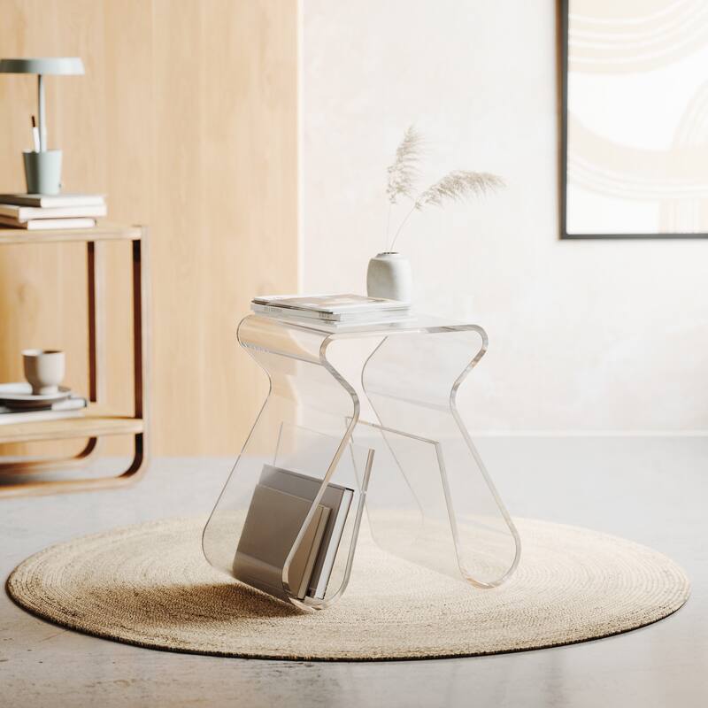 Umbra 322720 Magino 12" Wide Acrylic Accent Stool with Magazine Rack