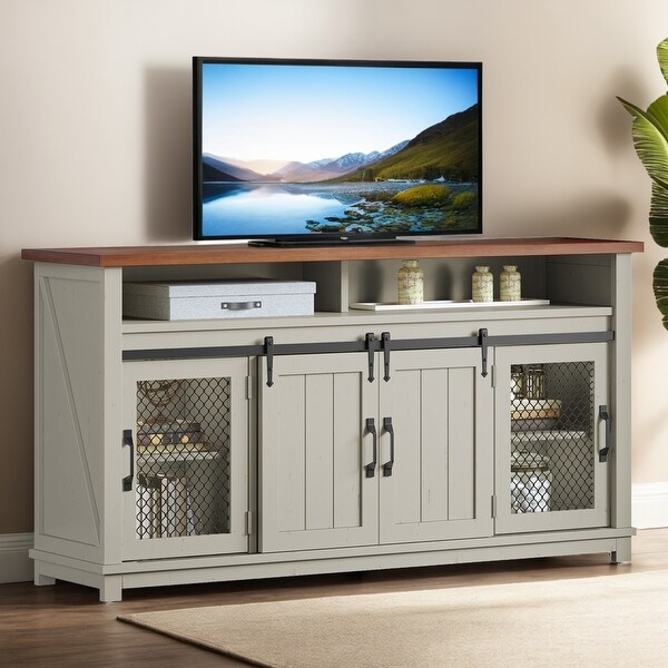 Moasis Farmhouse TV Stand for 73 Inch TV Media Console Entertainment Center Sliding Barn Door On Sale Bed Bath Beyond 42479834