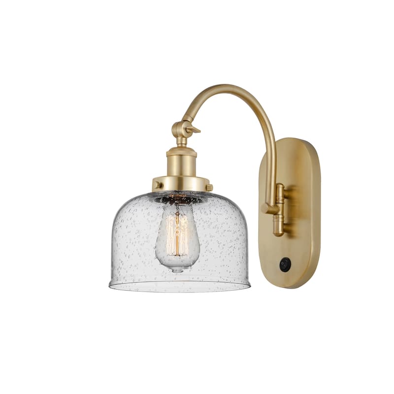 Innovations Lighting 918-1W-13-8 Bell Sconce Bell 13" Tall Wall Sconce - Satin Gold / Seedy