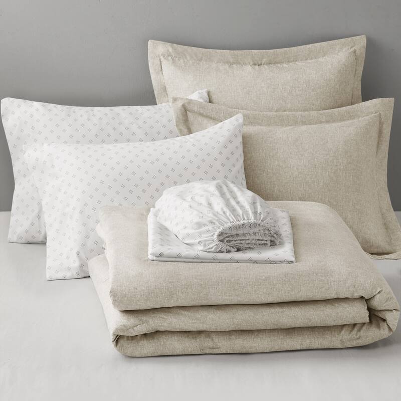 Chelsea Square Reese Chambray Print Microfiber Comforter Set with Bed Sheets