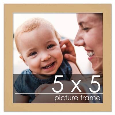 5x5 Traditional Natural Wood Picture Square Frame - Picture Frame Includes UV Acrylic, Foam Board Backing, & Hanging Hardware!
