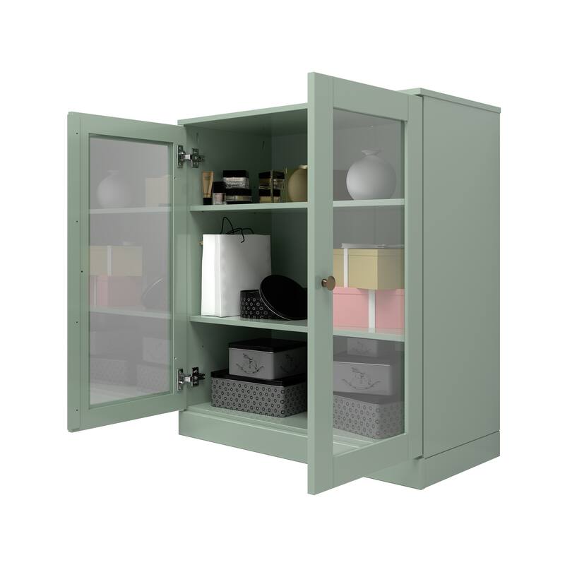 Palace Imports 100% Solid Wood TV Stand with Clear Glass Doors for TVs up to 32"