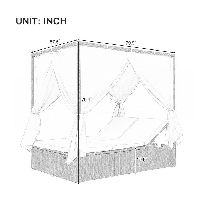 Adjustable Sun Bed With Curtain