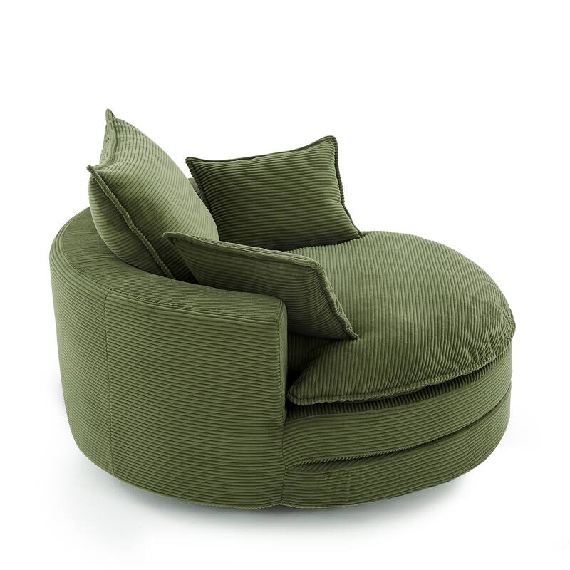 360° Swivel Accent Barrel Chair with Dual-Layer Cushions by Harper&Bright Designs
