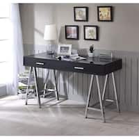Desk with High Gloss Finish & Chrome Legs, Contemporary Writing Table ...