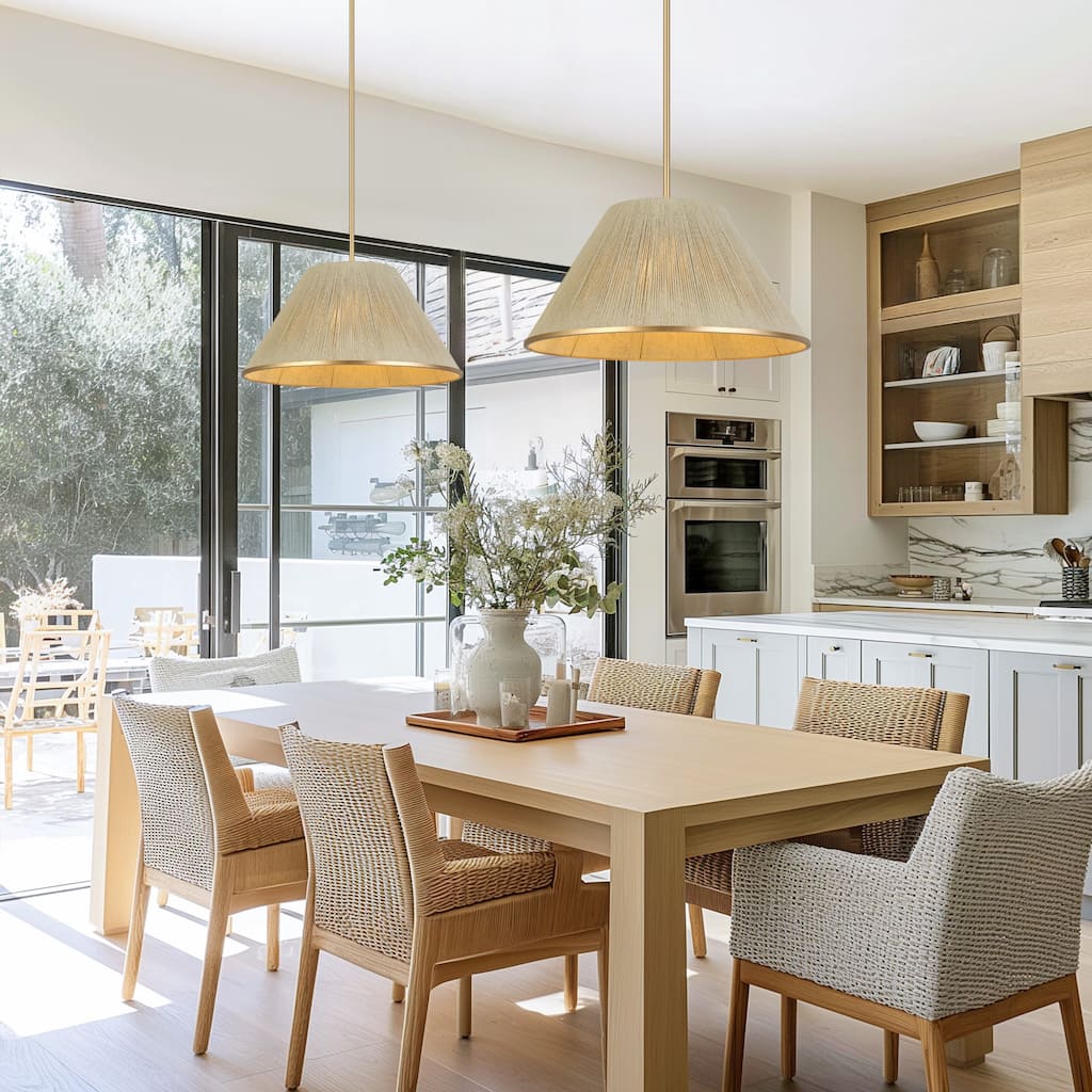 Modern Farmhouse 1-Light Organic Pendant Light for Kitchen Island Dining Room - 20.5"Dx11"H