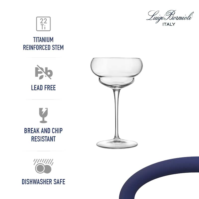 Luigi Bormioli Set of 4 Backdoor 20s Nick and Nora Cocktail Glasses - 5.75 oz
