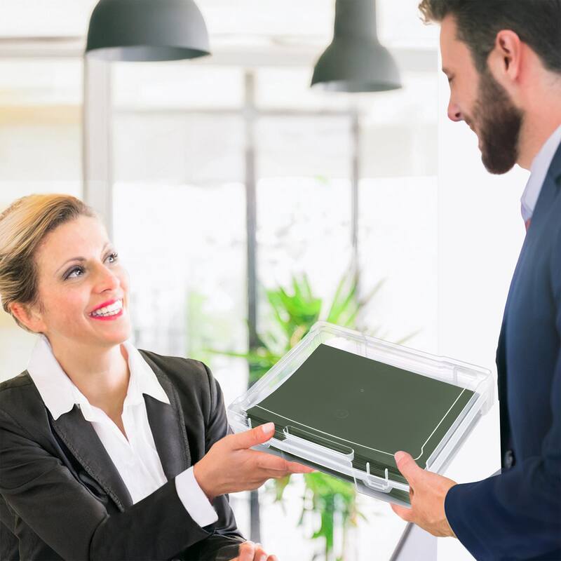 Sorbus Single-Piece Wide Hanging File Organizer Bin, Interior 10"x12" Clear Plastic Stackable for Document Storage