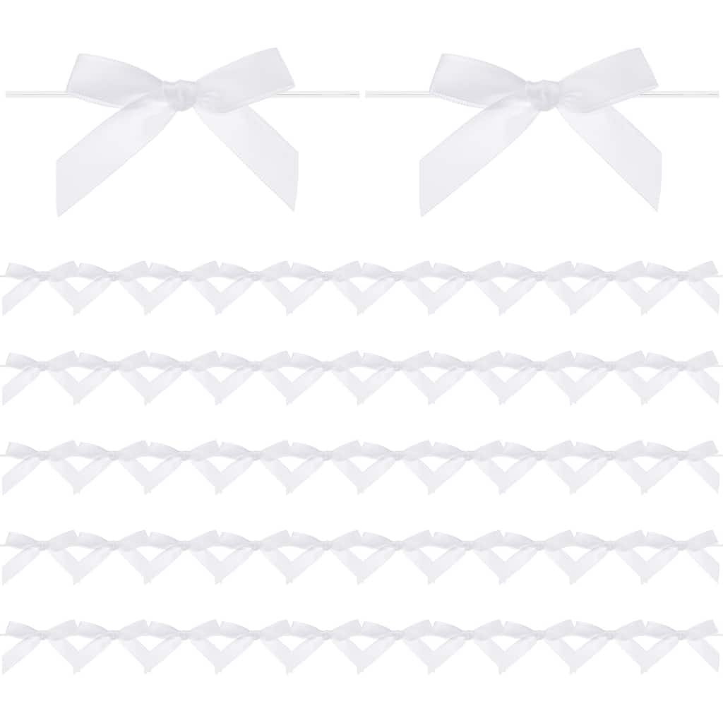 100-Pack Satin Ribbon Twist Tie Bows 2.4x2.8" Bow Twist for Craft