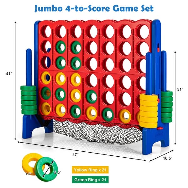 Costway 4-to-Score Giant Game Set 4-in-a-Row Connect Game W/Net - See Details