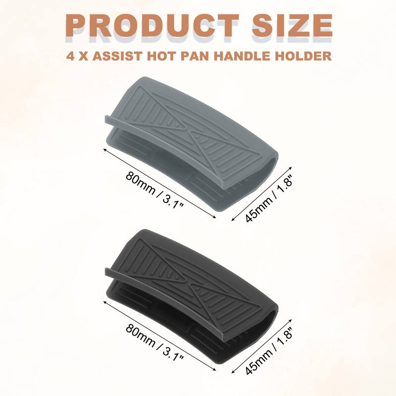 4 Pcs Silicone Assist Hot Pan Handle Holder, 2 Color - Black/Grey