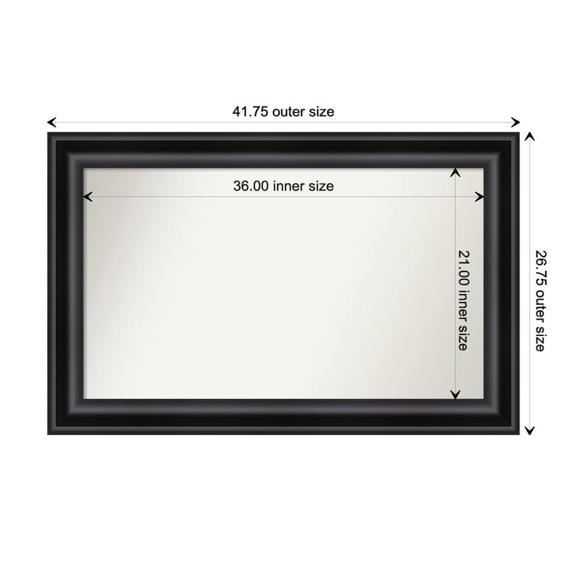 Grand Black Framed Non-Beveled Custom Wall Mirror, Bathroom Vanity Mirror - Outer Size: 41.75 x 26.75