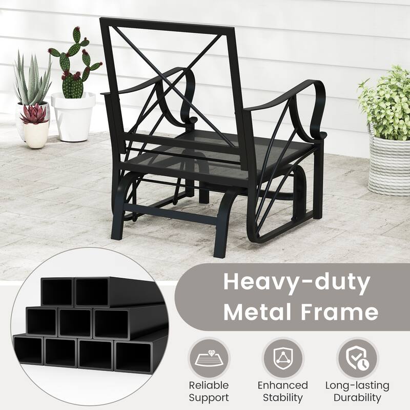 Gymax 2PCS Patio Glider Chair Single Outdoor Rocking Chair w/ Seat &