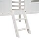 preview thumbnail 12 of 12, Wood Twin Size Low Loft House Bed with Roof, Ladder Solid Wood Playhouse Loft Bed, Wooden Support Bed Frame No Box Spring Needed