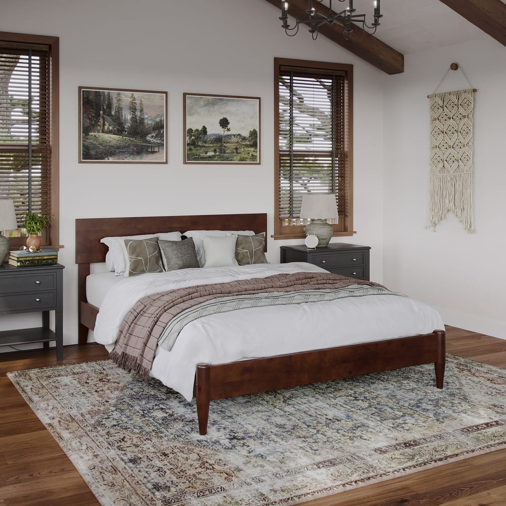 Aria Solid Wood Modern Low Profile Platform Bed