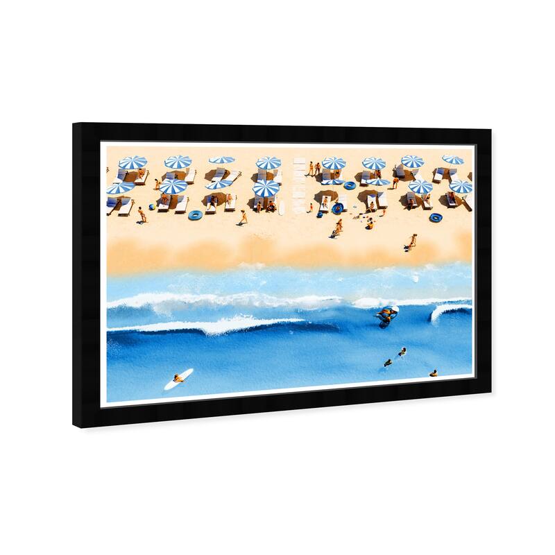 Wynwood Studio Prints Nautical and Coastal Sapphire Beach Umbrellas Blue and Nautical & Coastal Wall Art Canvas Print