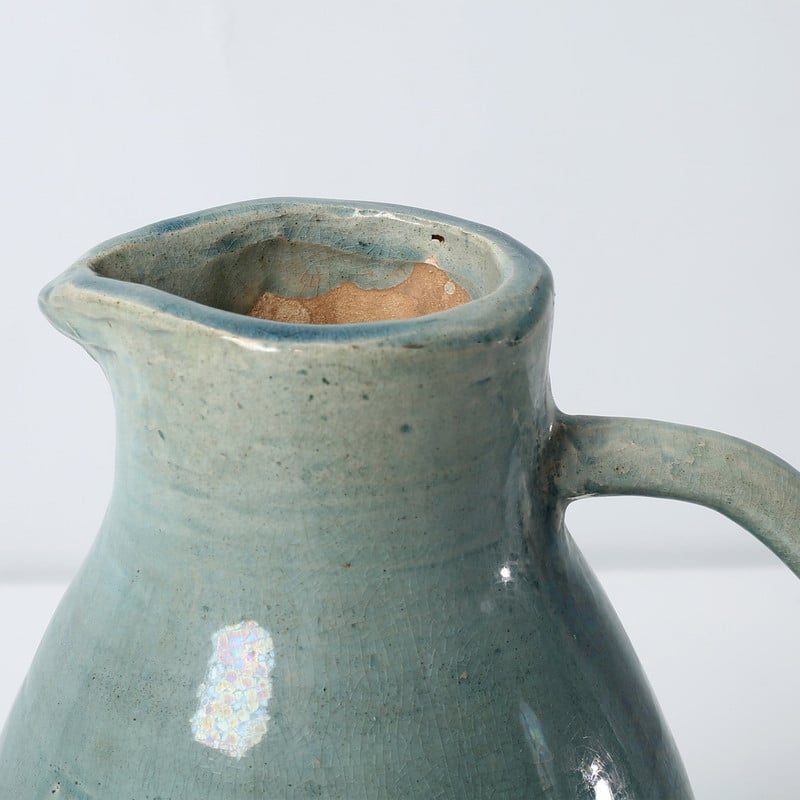 Approx. 9.5" H Vintage Style Blue-Green Pitcher (3.5" Opening)