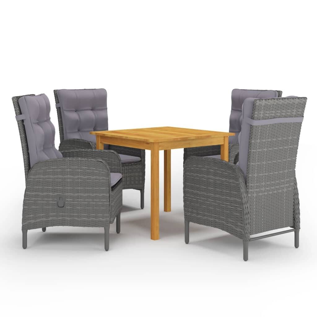 vidaXL Patio Dining Set 3/5 Piece Gray Garden Outdoor Chair Seating Furniture - 33.5" x 33.5" x 29.1"