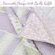 preview thumbnail 6 of 4, Cozy Line Lilac Purple Green Stripe Polka Dot Checker White Ruffle Patchwork Cotton Reversible Quilt Bedding Set